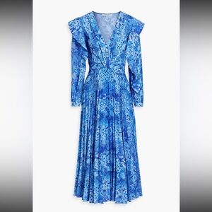 DEREK LAM 10 CROSBY Pleated Ruffled Floral Print Dress